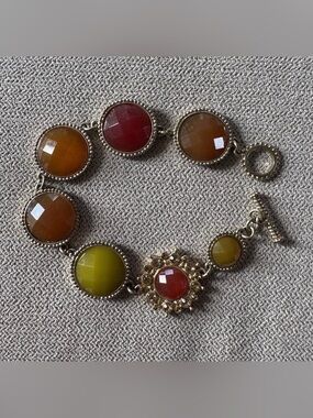 Multicolor Round Gemstone-Link Women's Bracelet